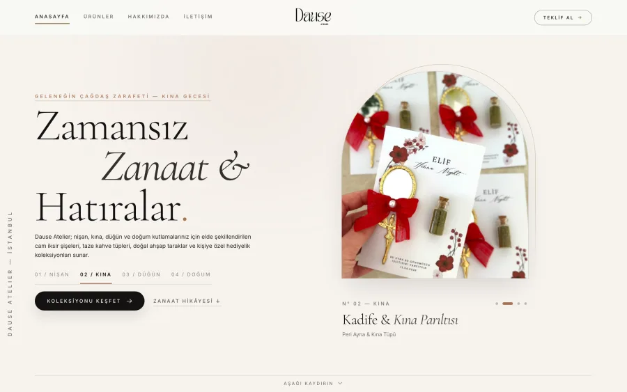 Dause Atelier web sitesi ekran görüntüsü