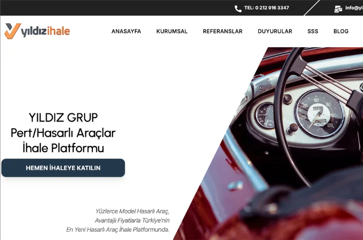 Yıldız İhale web sitesi ekran görüntüsü