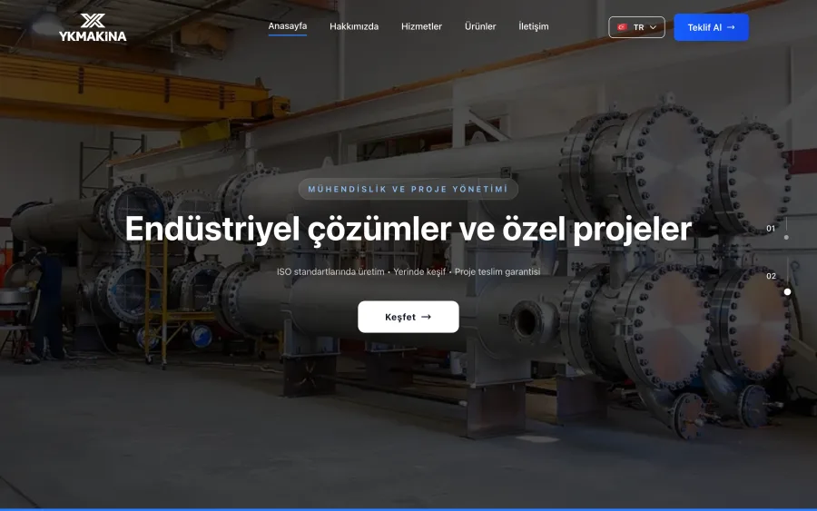 YK Makina web sitesi ekran görüntüsü